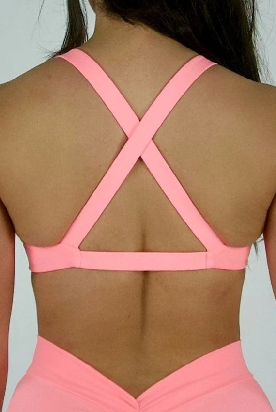 Mila MVMT Sportswear Ava Bra & Leggings Pink Back view foreground