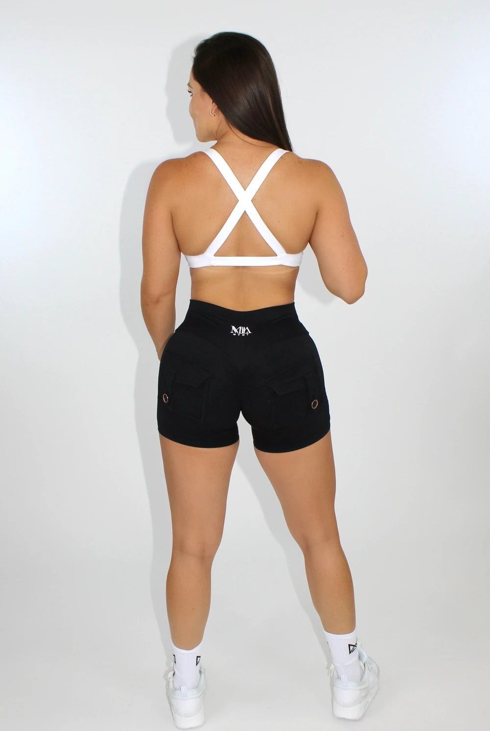 Mila MVMT Sportswear White Sports Bra Gym Wear Athleisure Workout Bra - Back View