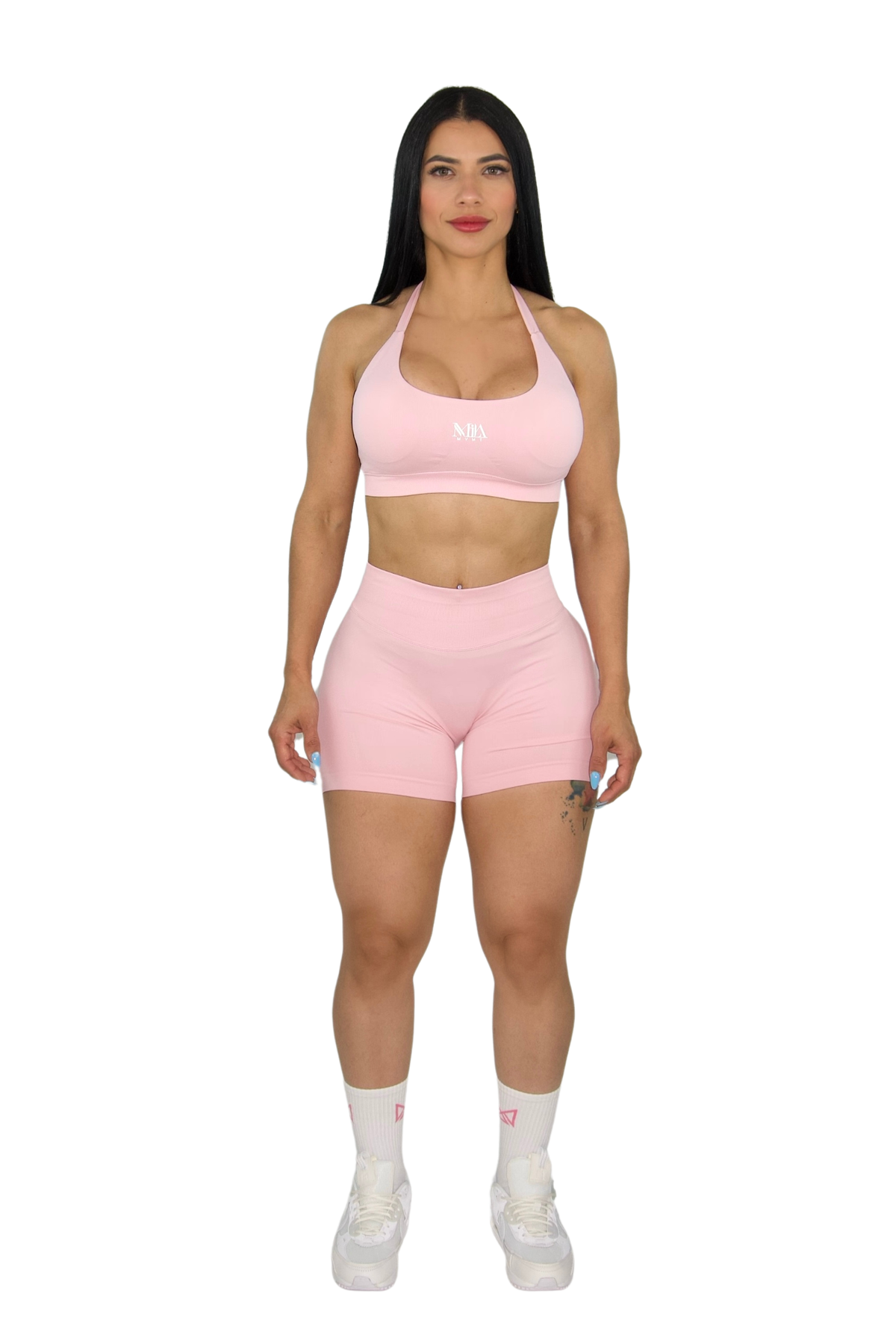 Brielle Booty Lifting Shorts & Sport Bra Set - Baby Pink - MILA MVMT