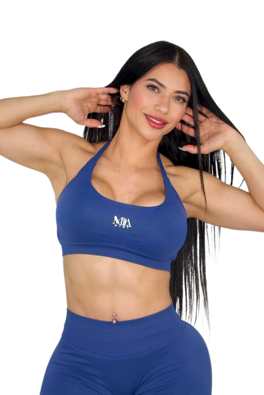 Brielle Booty Lifting Shorts & Sport Bra Set - Blueberry Blue - MILA MVMT