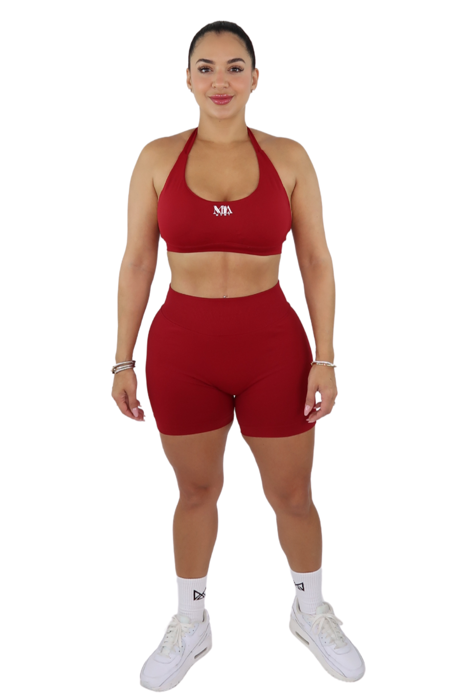 Brielle Booty Lifting Shorts & Sport Bra Set - Carmine Red - MILA MVMT