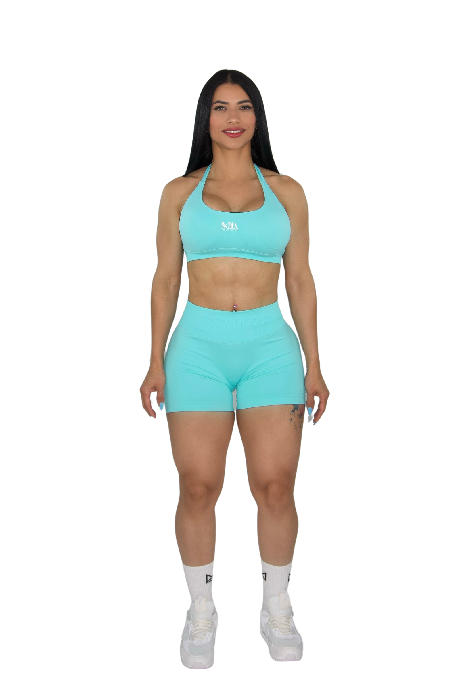 Brielle Booty Lifting Shorts & Sport Bra Set - Turquoise Green - MILA MVMT