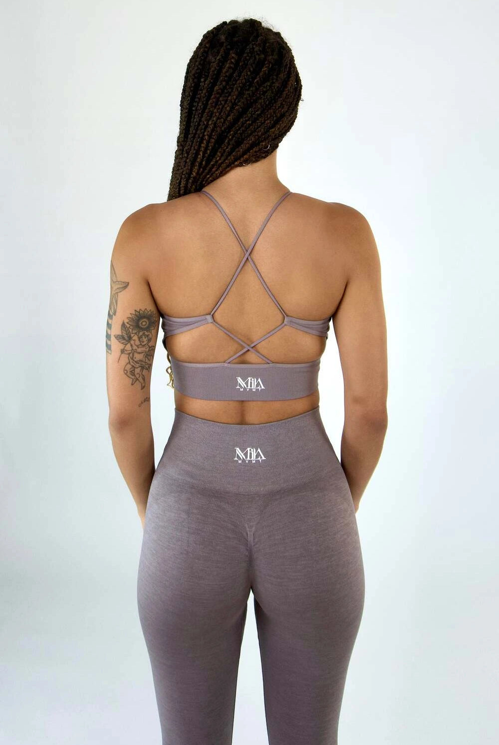 MILA MVMT Sportswear Carli Seamless Sports Bra Acai & Claire Seamless Contour Leggings Acai