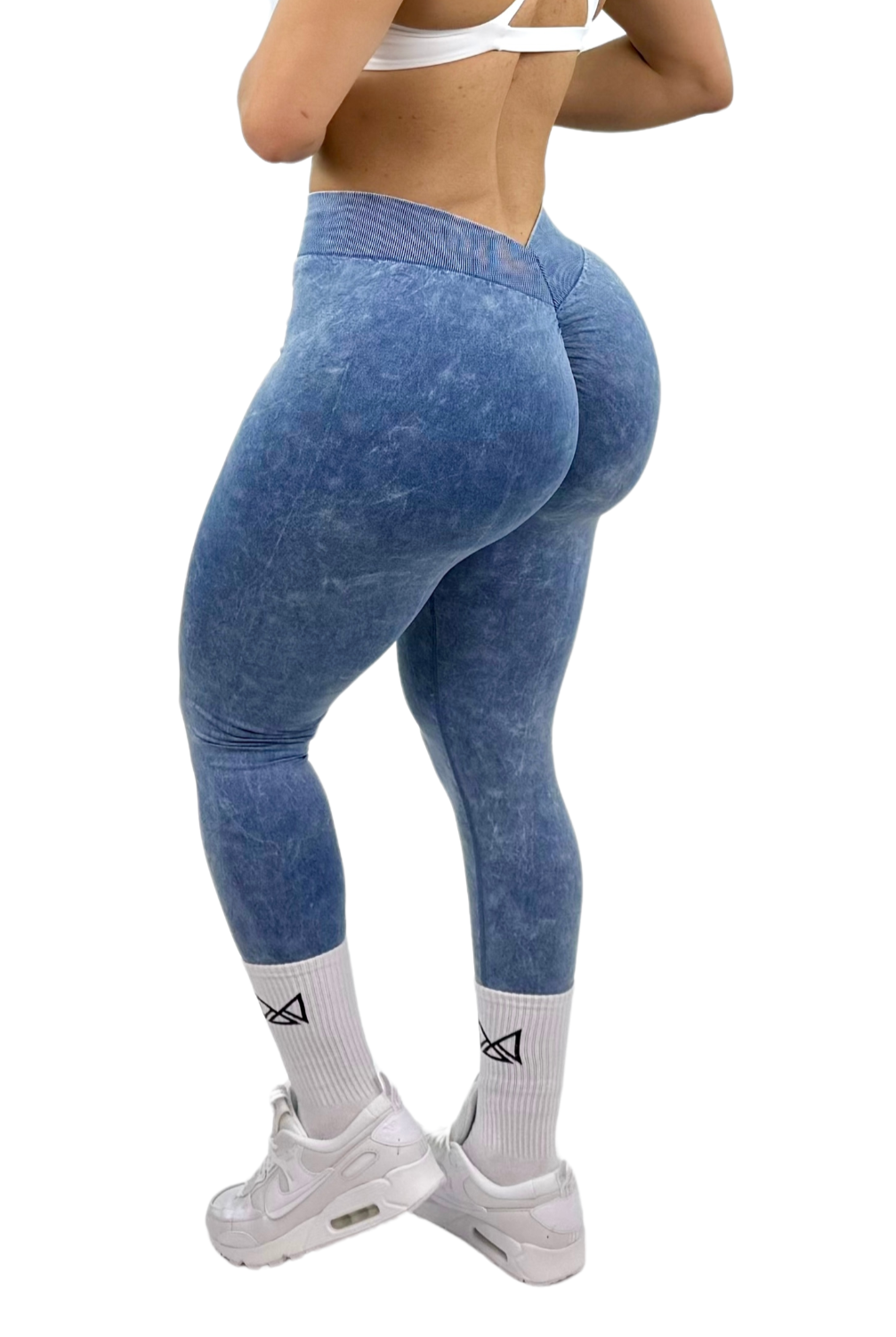 Earth Wash V-Back Scrunch & Sculpt Leggings - Blue - MILA MVMT