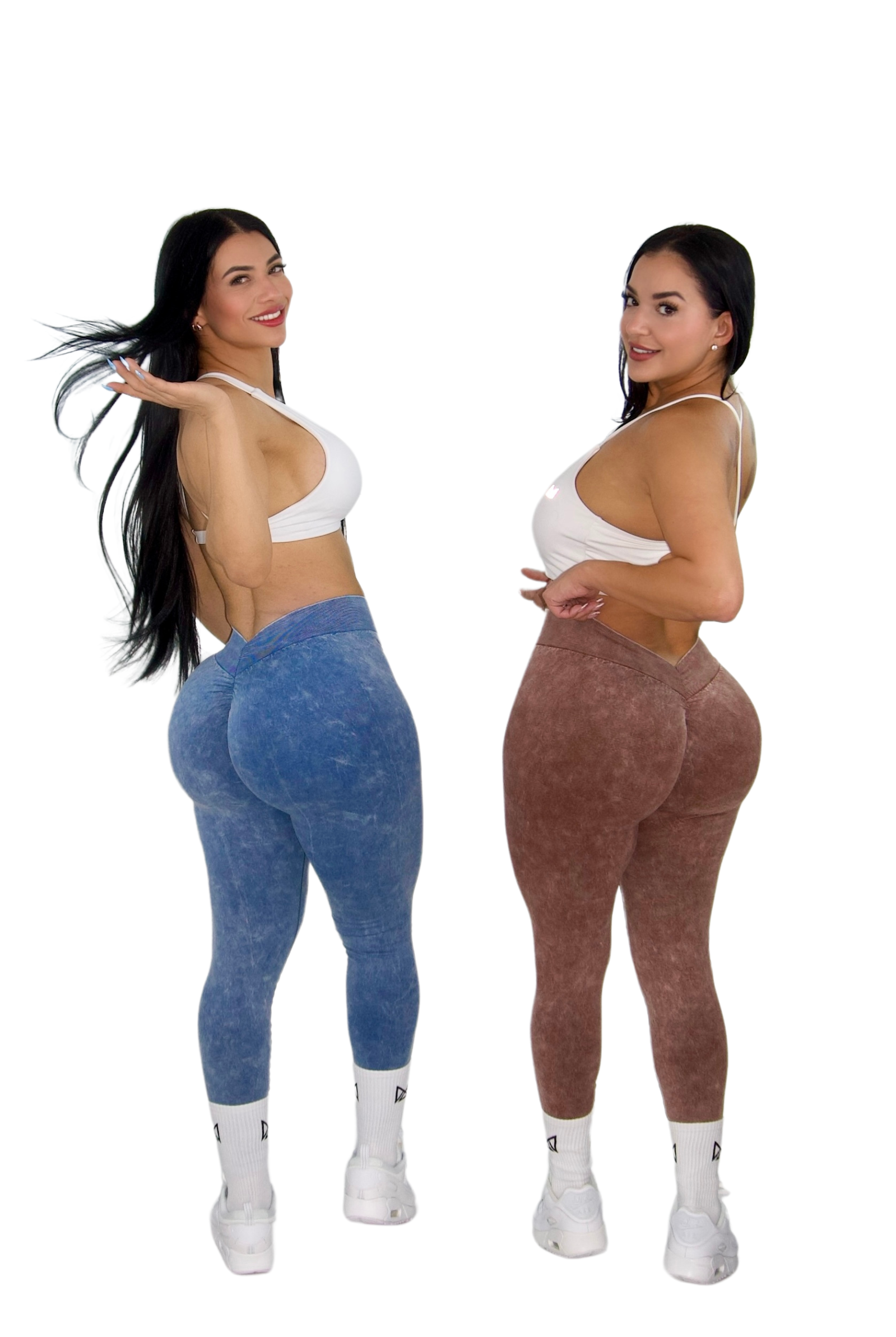Earth Wash V-Back Scrunch & Sculpt Leggings - Blue - MILA MVMT