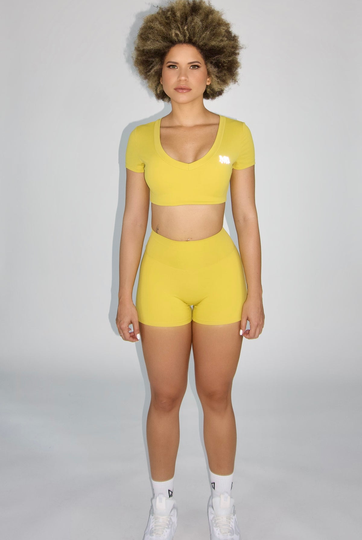 MILA MVMT Sportswear Emmie Shorts & Crop Top Mustard Yellow