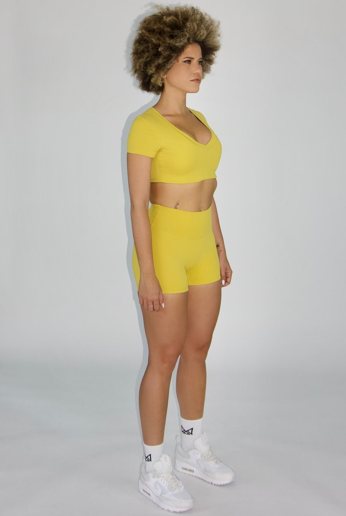 MILA MVMT Sportswear Emmie Shorts & Crop Top Mustard Yellow