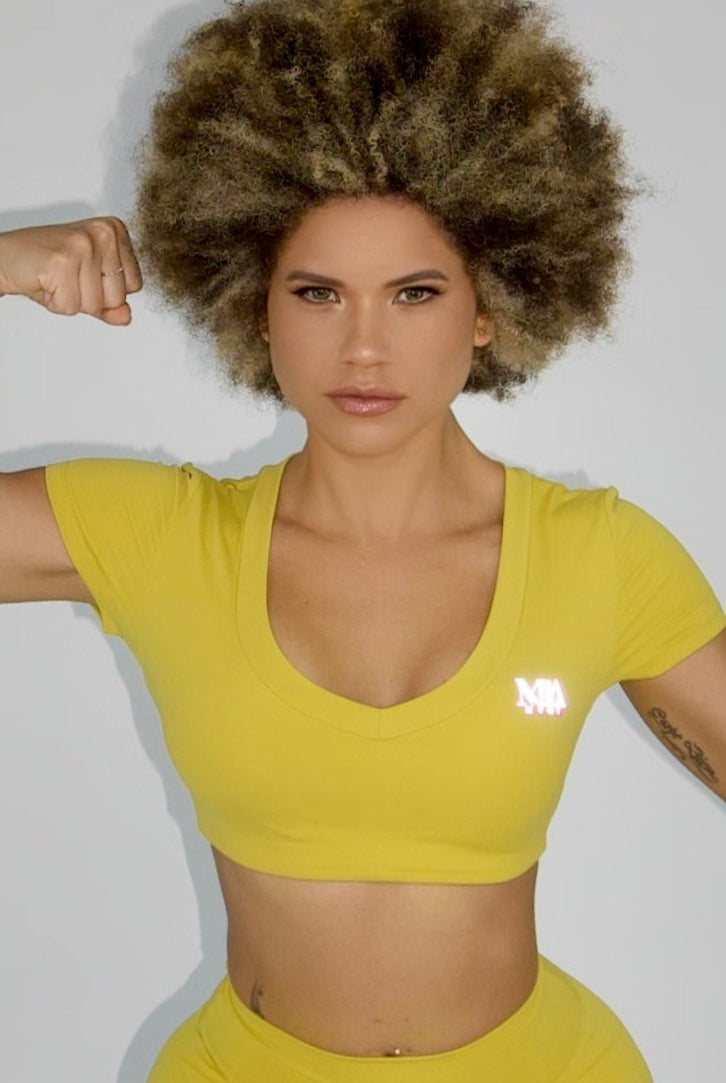 MILA MVMT Sportswear Emmie Shorts & Crop Top Mustard Yellow