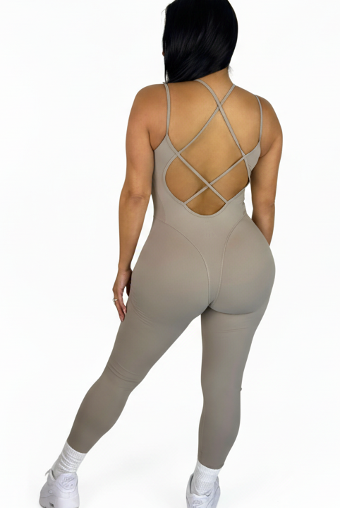 Forme Sculpt Jumpsuit - Smokey Taupe - MILA MVMT