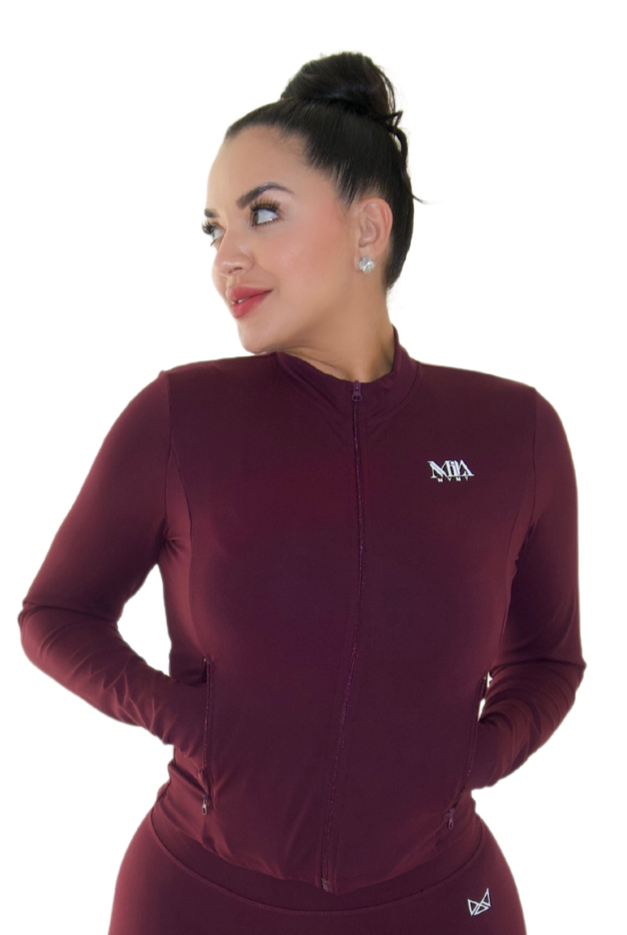Harmony Fitted Zip-Up Jacket - Burgundy - MILA MVMT