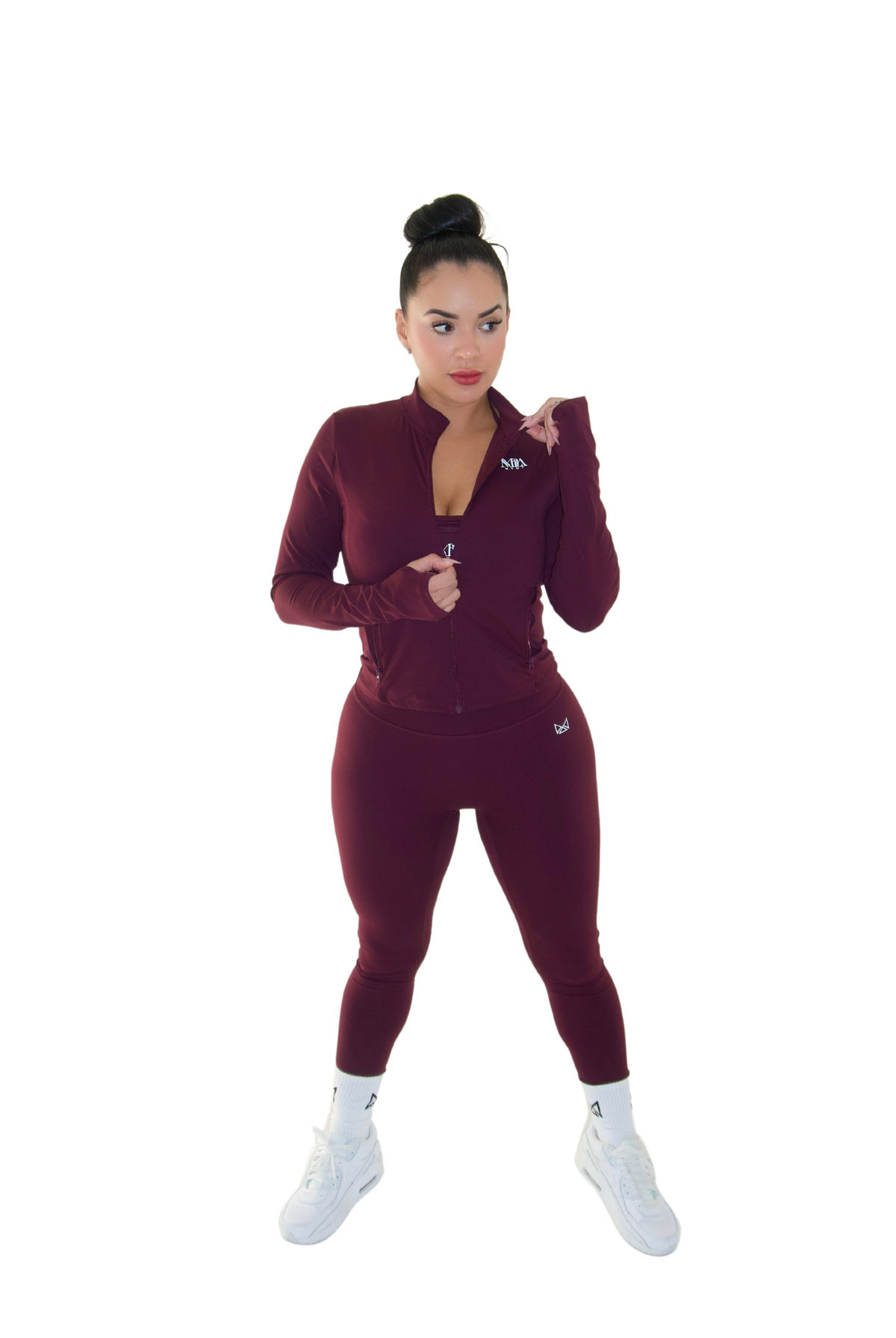 Harmony Fitted Zip-Up Jacket - Burgundy - MILA MVMT