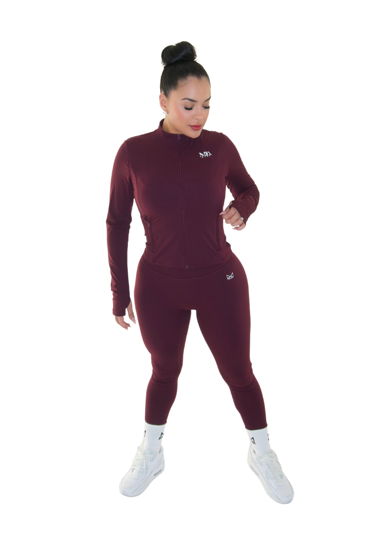 Harmony Fitted Zip-Up Jacket - Burgundy - MILA MVMT