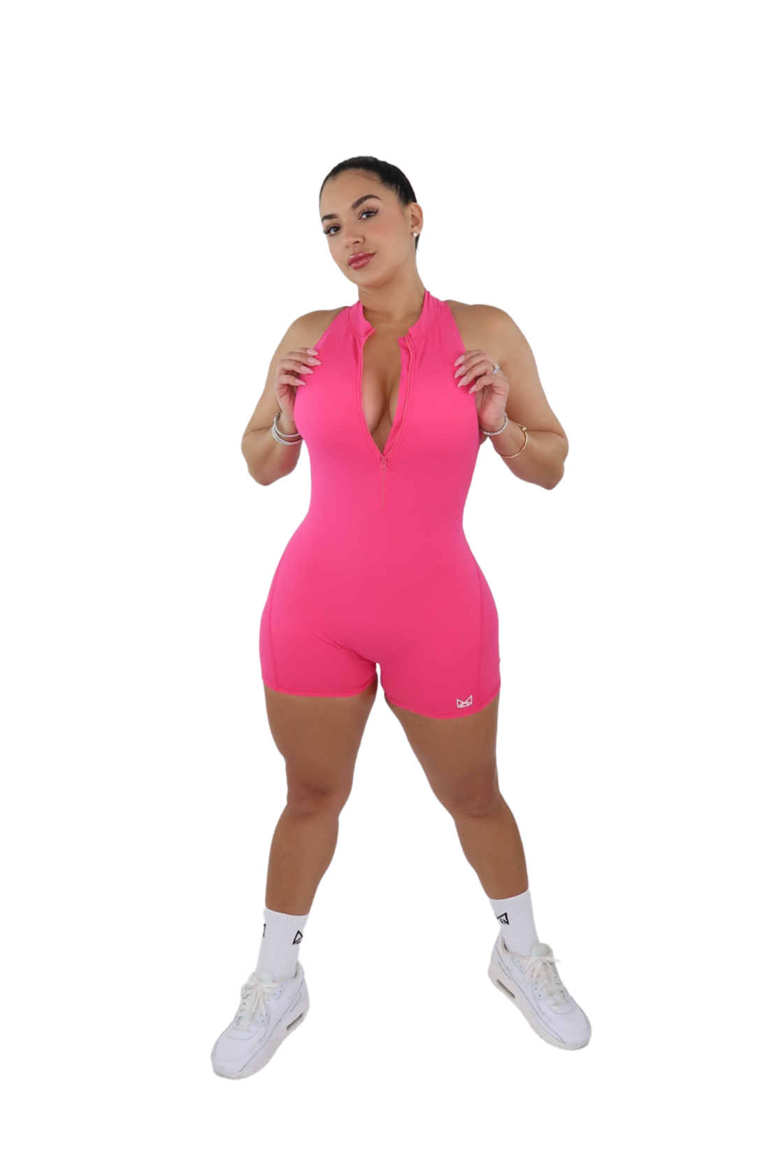 Jada Zip Up Romper - Raspberry Pink - MILA MVMT