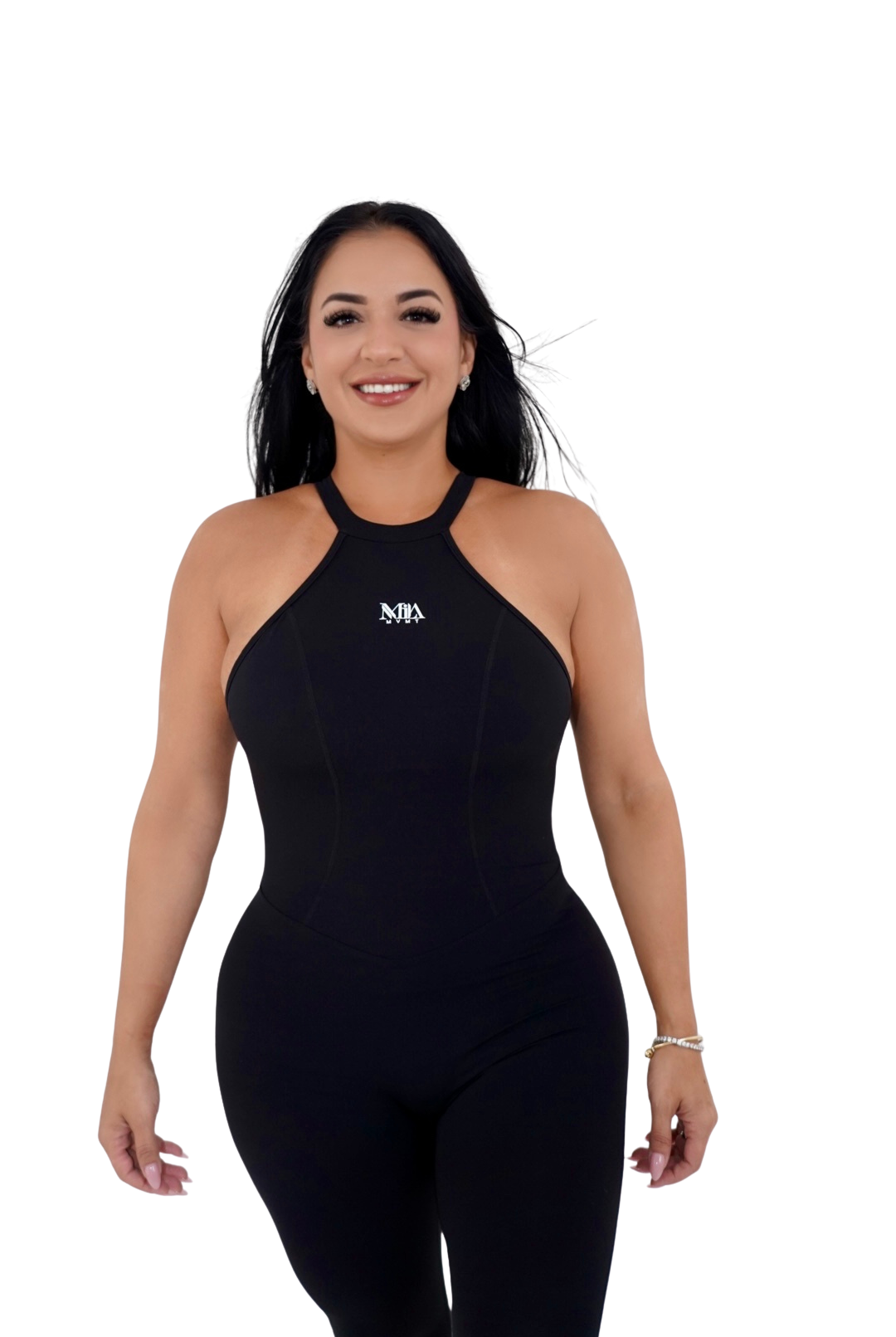 Kaia Open Back Athletic Onesie - Black - MILA MVMT