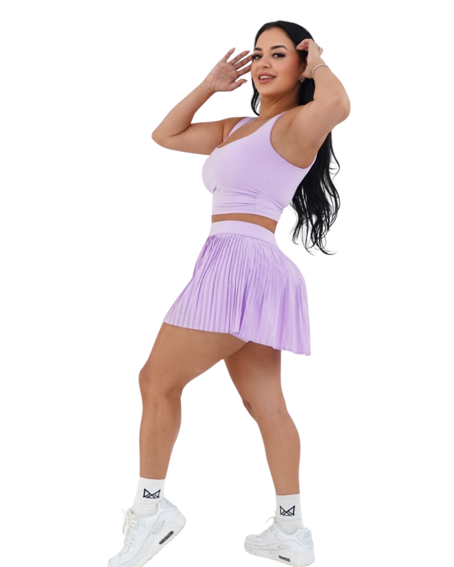 Kiki Pleated Tennis Skirt & Top Set - Lilac - MILA MVMT