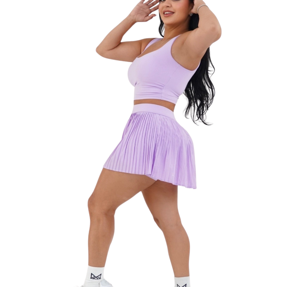 Kiki Pleated Tennis Skirt & Top Set - Lilac - MILA MVMT