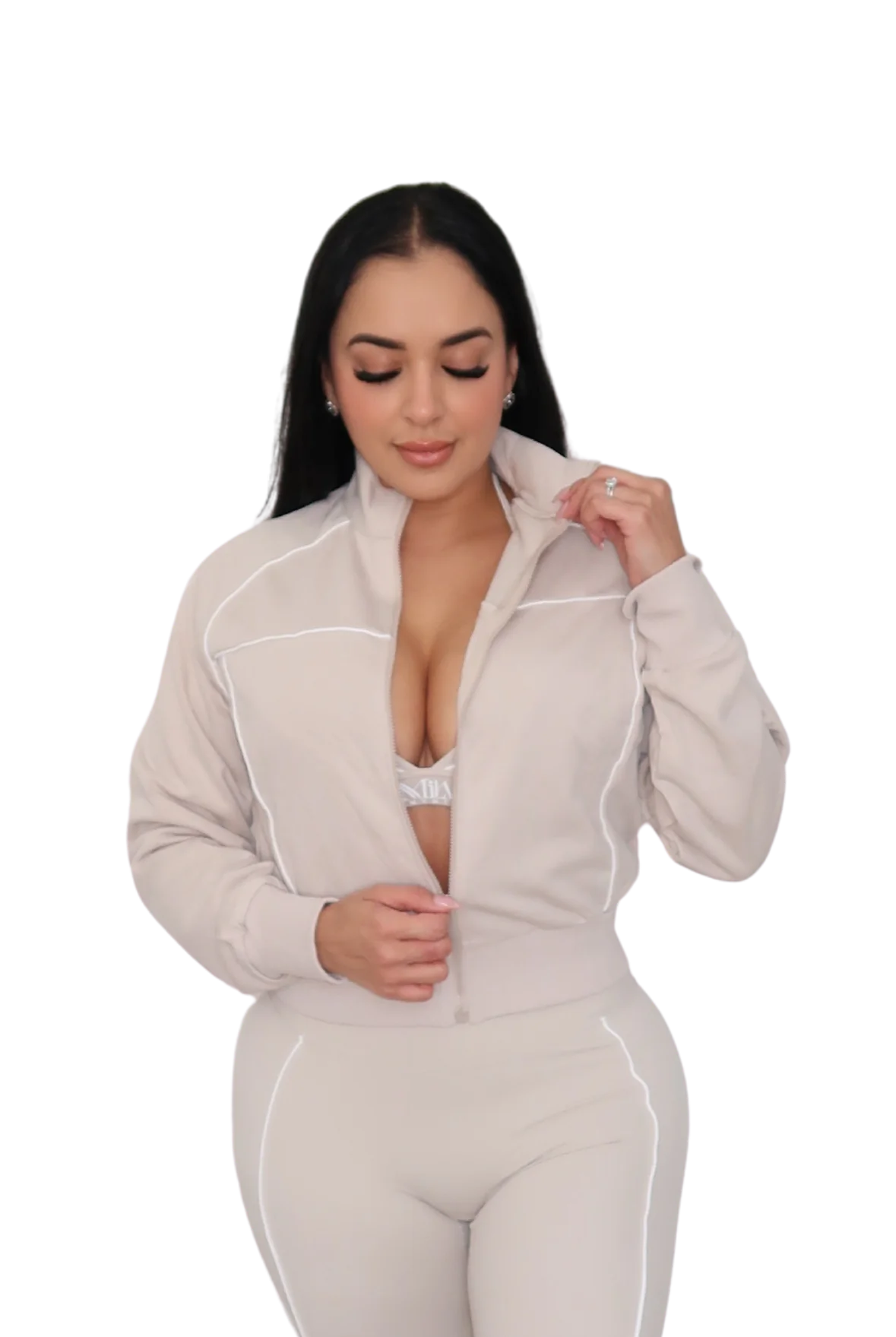 Linea Studio Zip-Up Track Jacket - Oatmeal