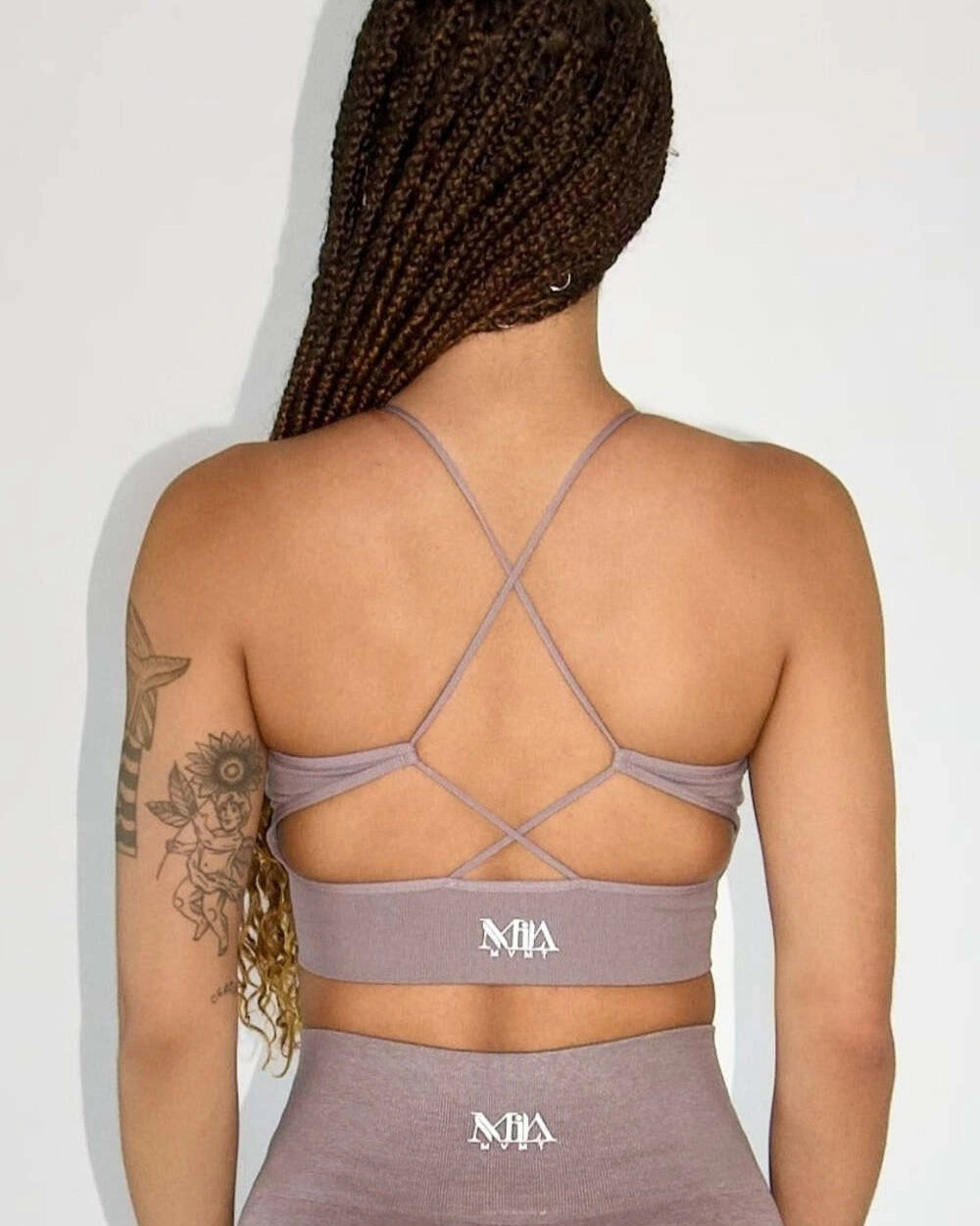 MILA MVMT Sportswear Carli Seamless Sports Bra Acai & Claire Seamless Contour Leggings Acai