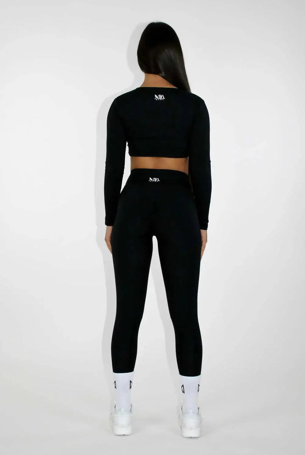 Aria Crossover V-Waist Scrunch Leggings - Black Back