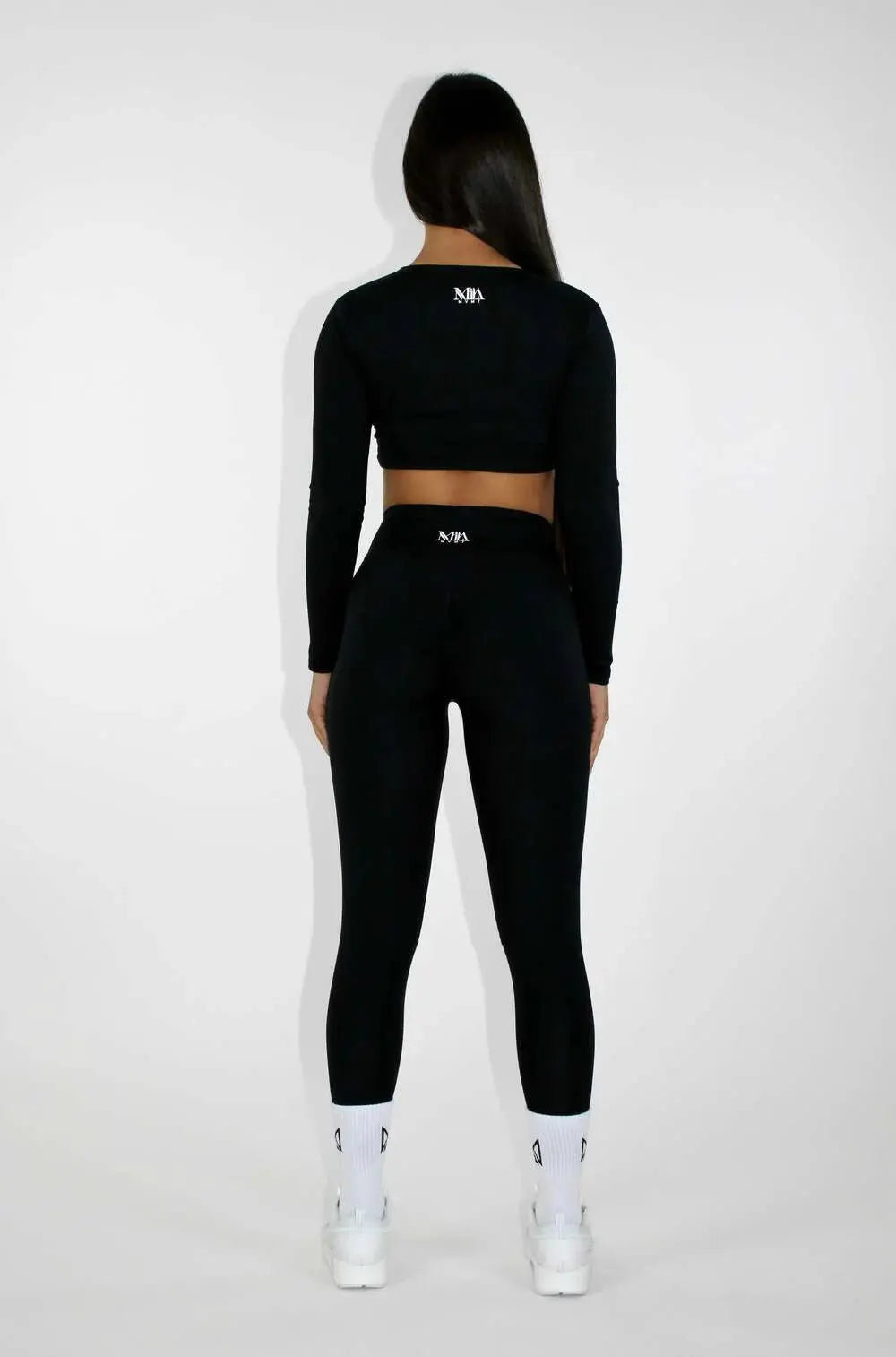 Aria Crossover V-Waist Scrunch Leggings - Black Back