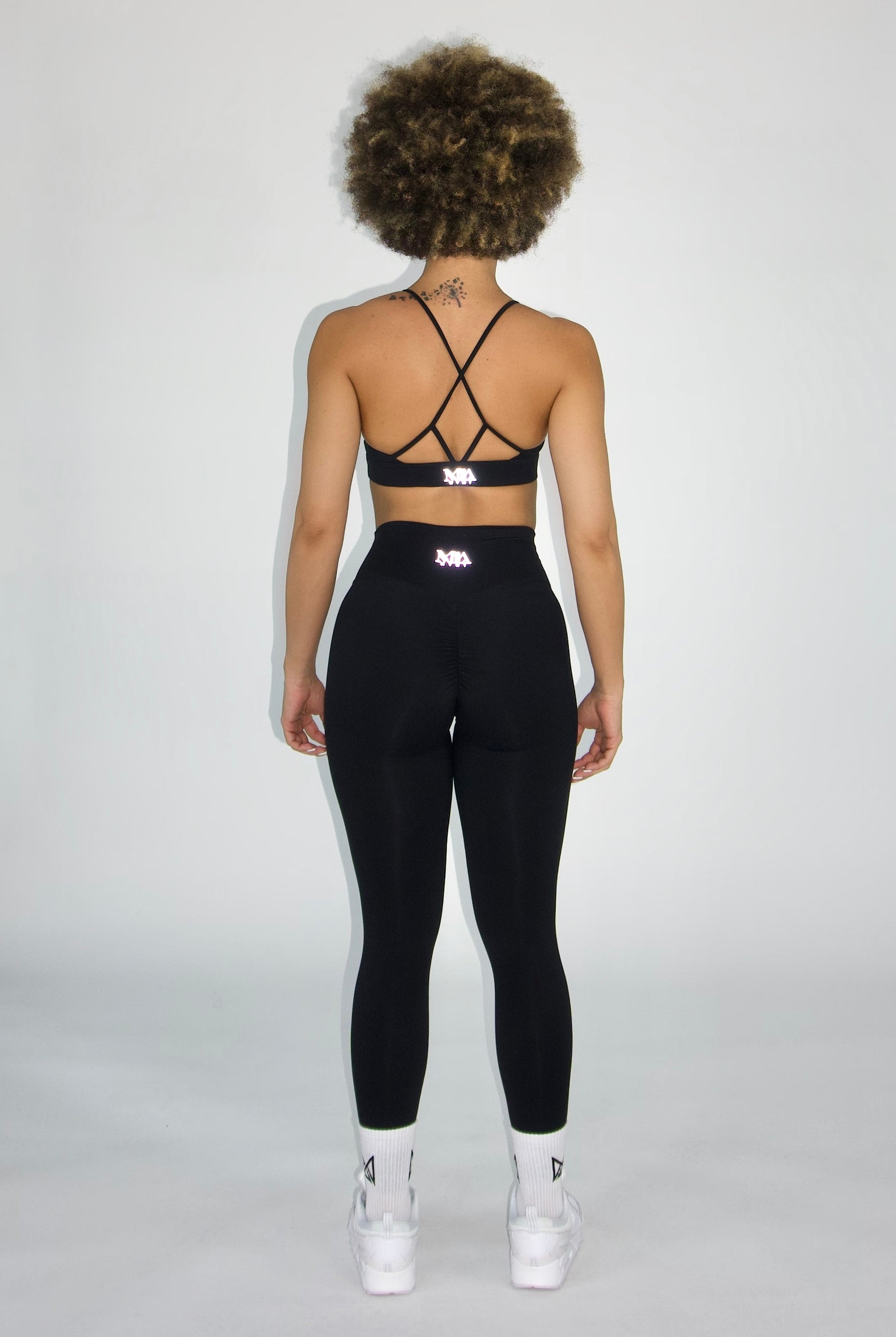 MILA MVMT Sportswear Emmie Short Sleeve Crop Top Sports Bra & Emmie Shorts Leggings Black