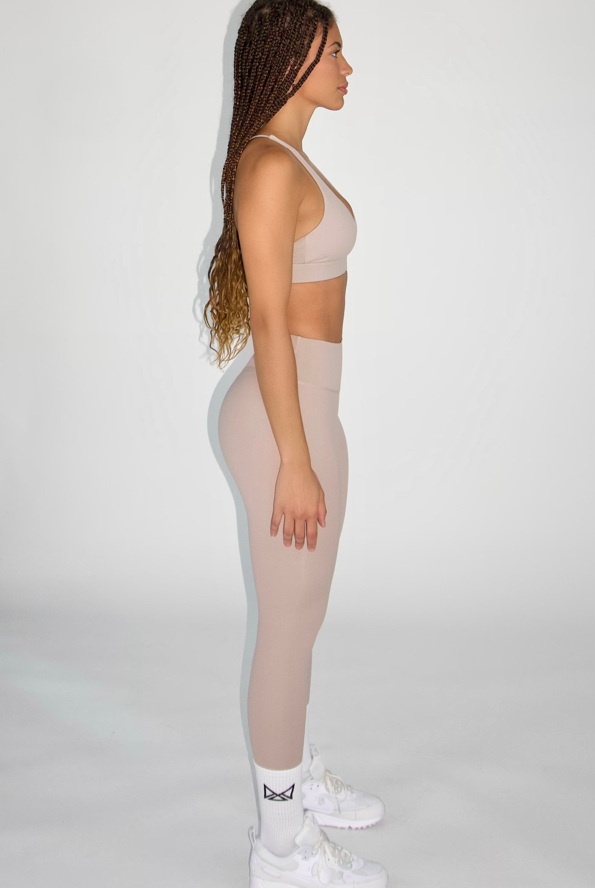 MILA MVMT Sportswear Emmie Scrunch Butt Leggings in Sand Color