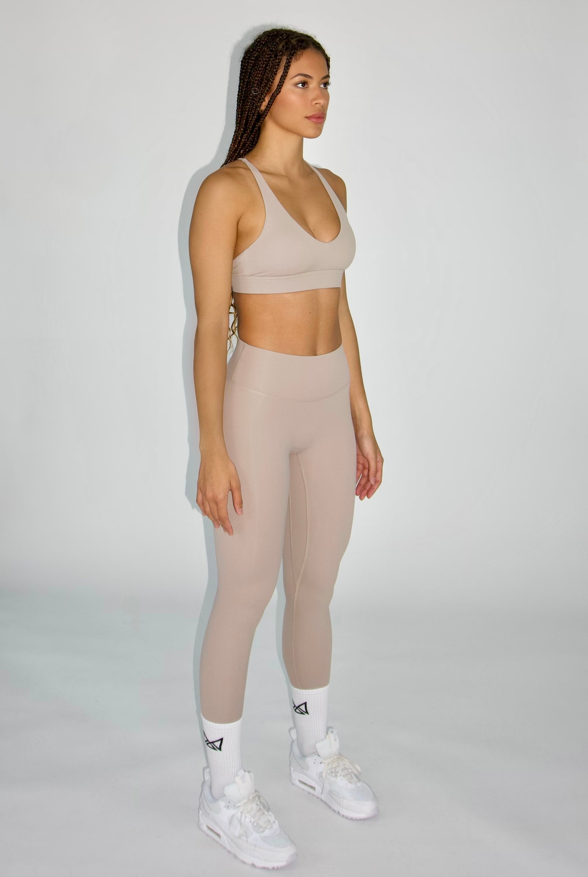 MILA MVMT Sportswear Emmie Scrunch Butt Leggings in Sand Color