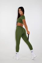 MILA MVMTSportswear Leggings V-Back Sexy Athleisure Fern Green - Back side view