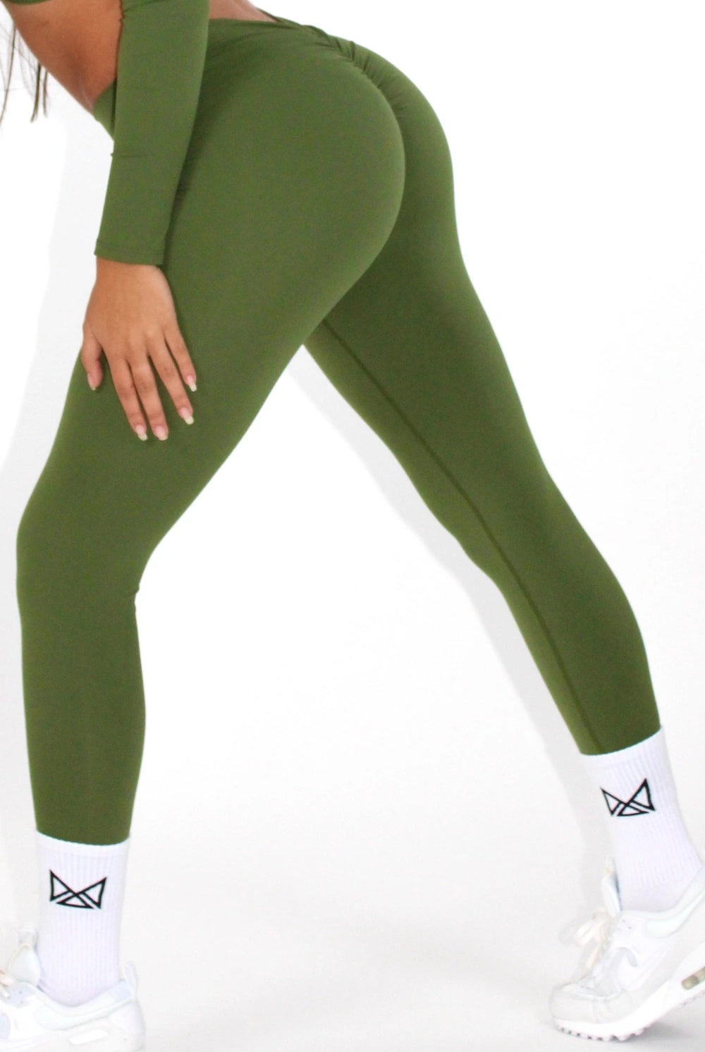 MILA MVMTSportswear Leggings V-Back Sexy Athleisure Fern Green Side view