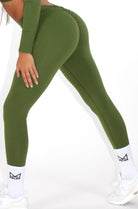 MILA MVMTSportswear Leggings V-Back Sexy Athleisure Fern Green Side view