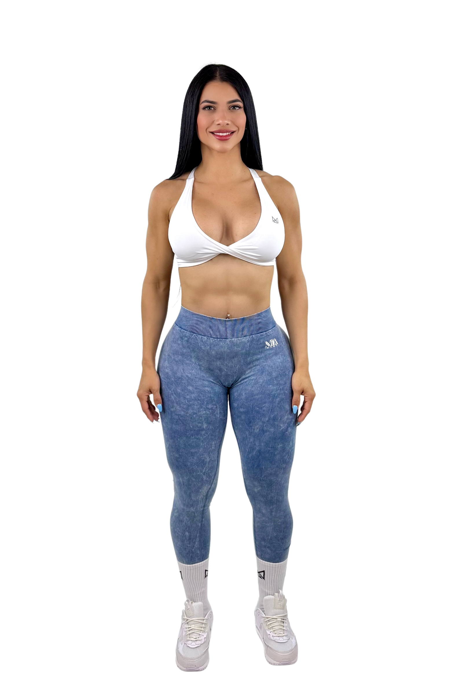 Earth Wash V-Back Scrunch & Sculpt Leggings - Blue - MILA MVMT