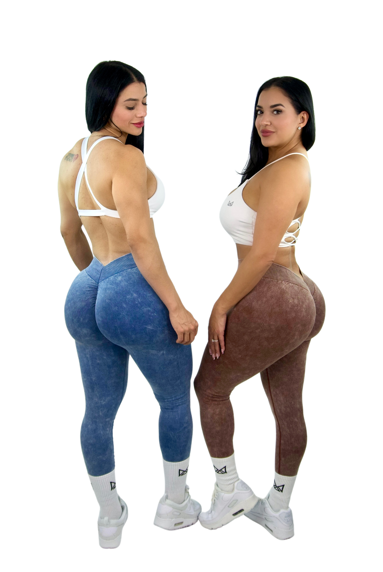 Earth Wash V-Back Scrunch & Sculpt Leggings - Blue - MILA MVMT