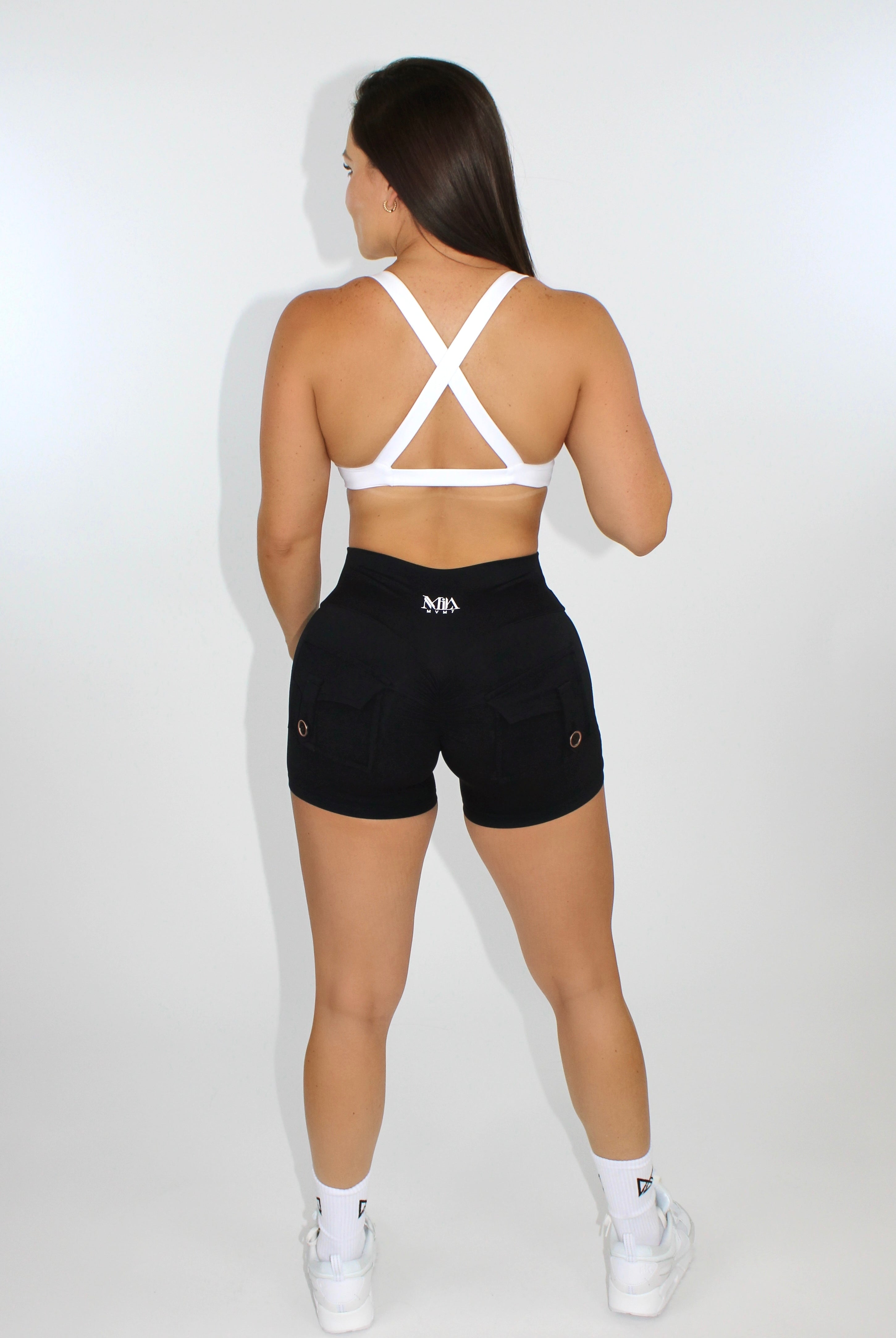 Mila MVMT Sportswear White Sports Bra Gym Wear Athleisure Workout Bra Back View