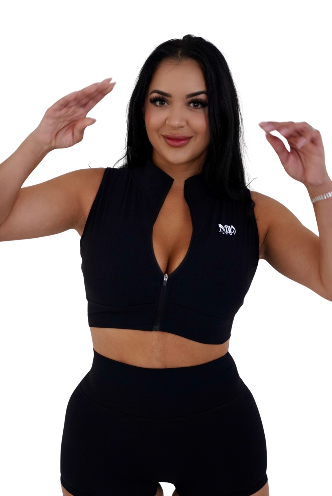 Noxie Zip Up Crop Top - Black - MILA MVMT