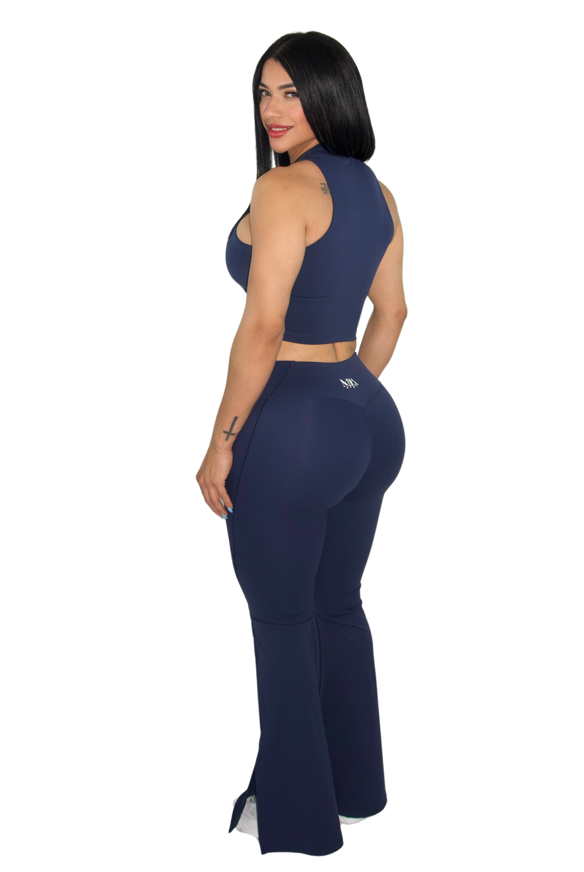 Paloma Petite Luxe Flare Legging & Top Set - Navy - MILA MVMT