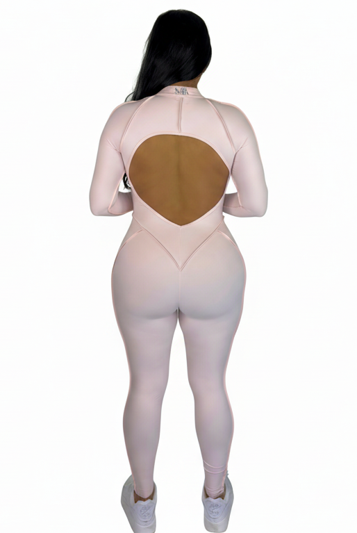 Sculpt Line Open Back Bodysuit - Baby Pink - MILA MVMT