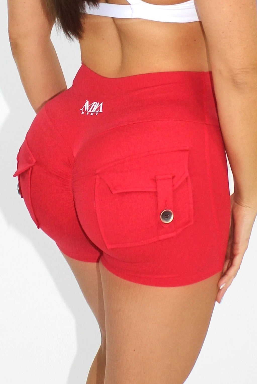 Selene Scrunch Booty Pocket Shorts - Ruby Red