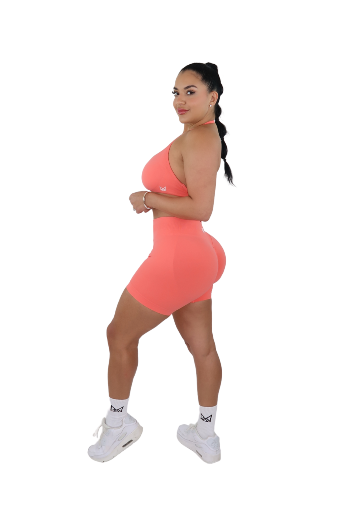 Alana Booty Lifting Shorts & Sport Bra Set - Coral Crush - MILA MVMT