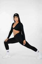 Aria Crossover V-Waist Scrunch Leggings - Black SideStretch