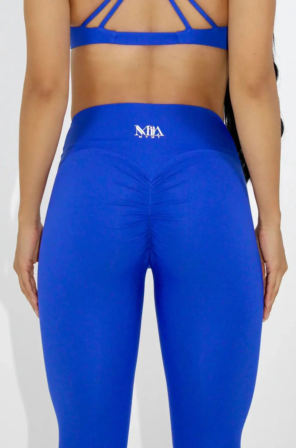 Aria Crossover V-Waist Scrunch Leggings - Blue Back