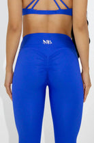 Aria Crossover V-Waist Scrunch Leggings - Blue Back