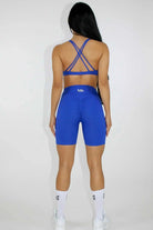 Aria Twist-Front Sports Bra - Blue Back view