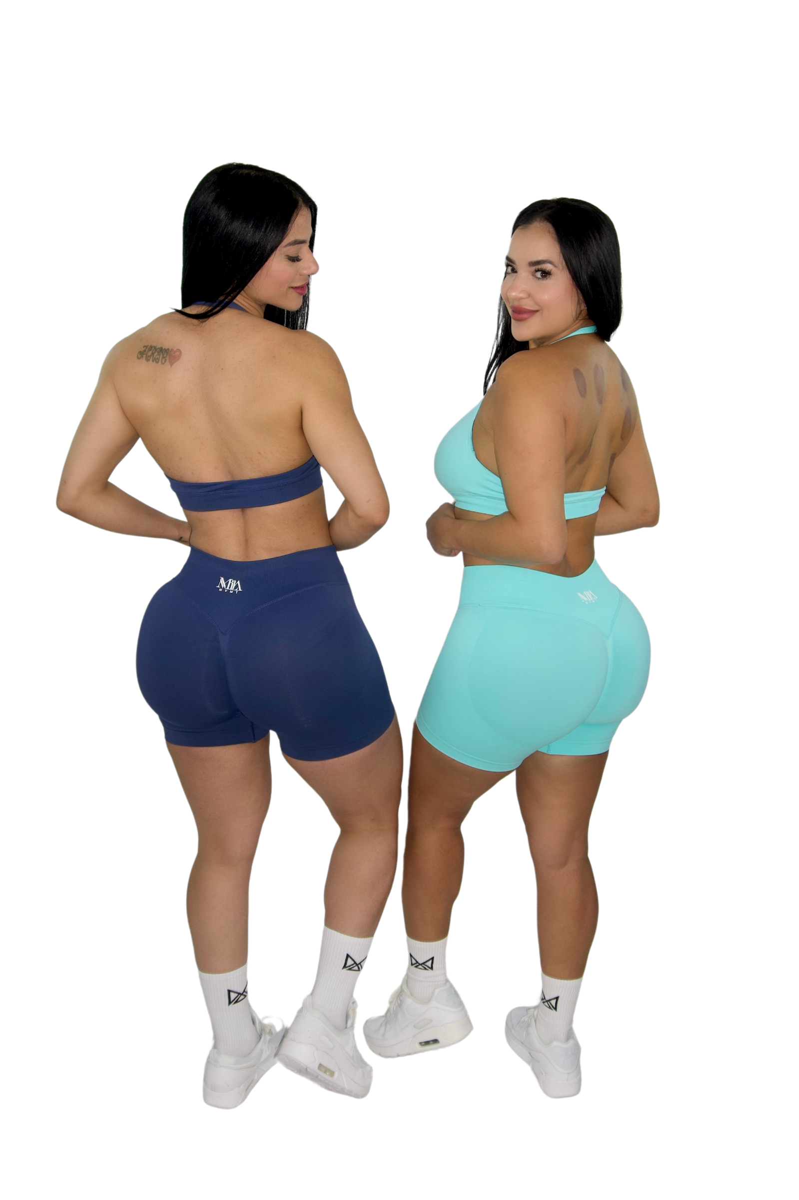 Brielle Booty Lifting Shorts & Sport Bra Set - Blueberry Blue - MILA MVMT