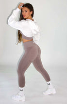 Claire Seamless Contour Leggings and hoodie Acai side