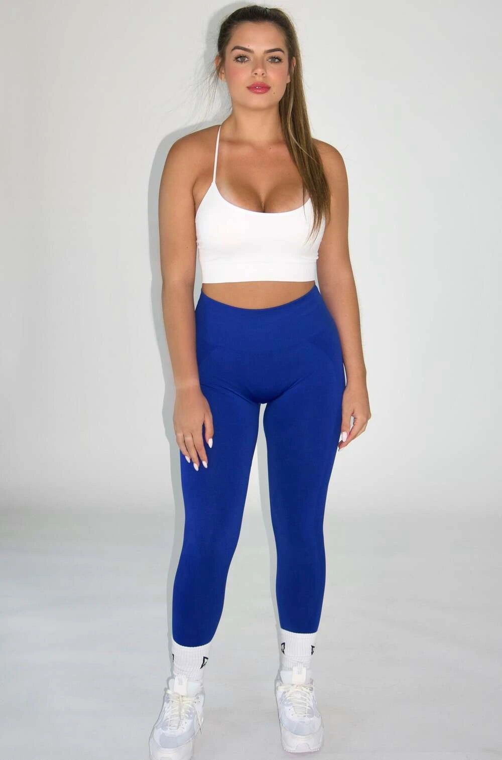 Claire Seamless Contour Leggings Blue - Front view