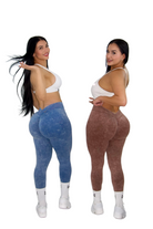 Earth Wash V-Back Scrunch & Sculpt Leggings - Blue - MILA MVMT