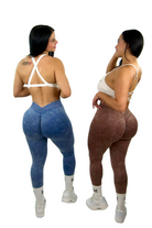 Earth Wash V-Back Scrunch & Sculpt Leggings - Brown - MILA MVMT