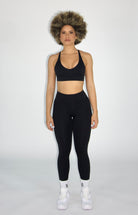 MILA MVMT Sportswear Emmie Short Sleeve Crop Top Sports Bra & Emmie Shorts Leggings Black