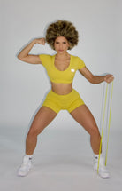 MILA MVMT Sportswear Emmie Shorts & Crop Top Mustard Yellow