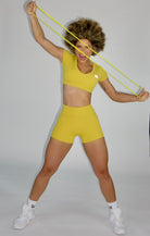 MILA MVMT Sportswear Emmie Shorts & Crop Top Mustard Yellow